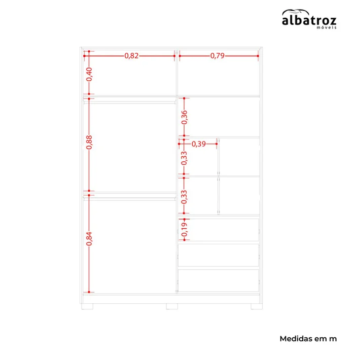 GUARDA ROUPA FRIZATTO 4 C ESPELHO CINAMOMO/OFF WHITE (FLEX)