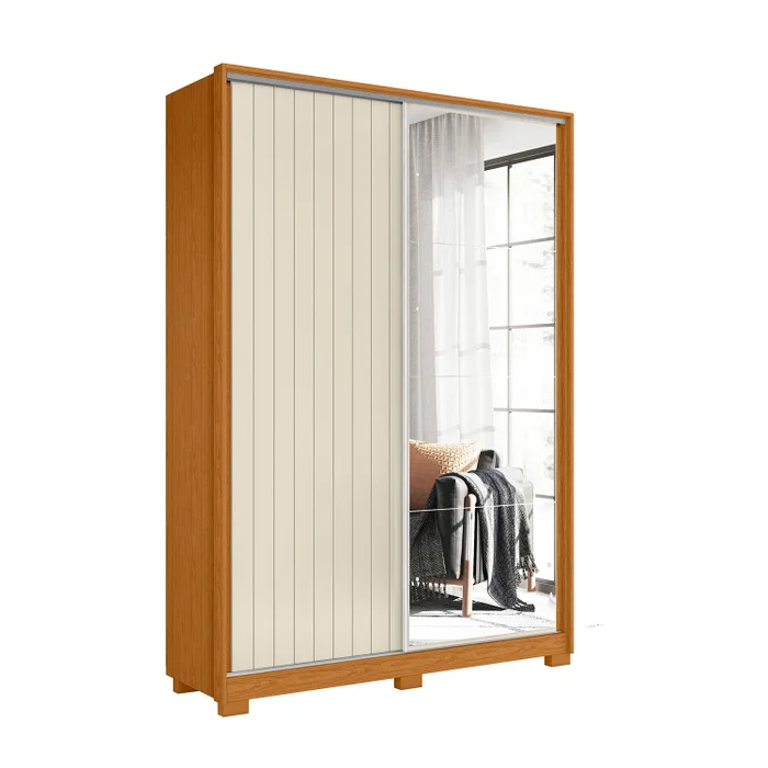 GUARDA ROUPA FRIZATTO 4 C ESPELHO CINAMOMO/OFF WHITE (FLEX)