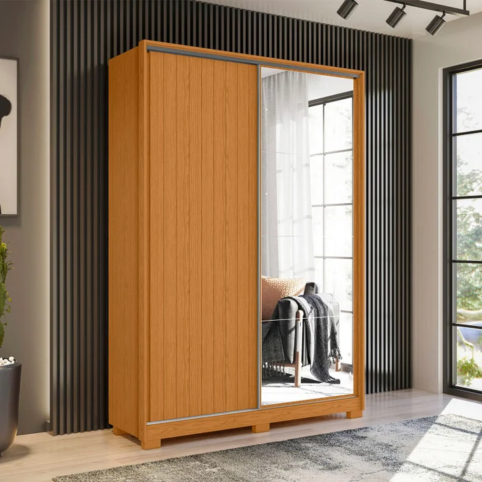 GUARDA ROUPA FRIZATTO 4 C ESPELHO CINAMOMO/OFF WHITE (FLEX)