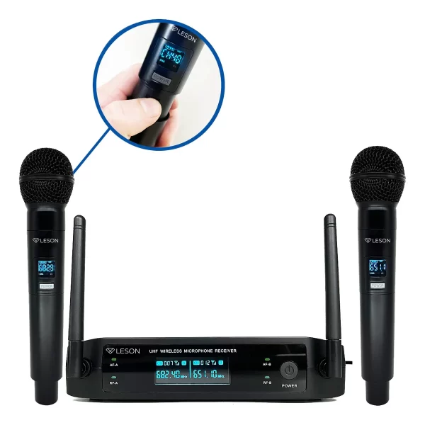 MICROFONE SEM FIO DE MAO DUPLO LS-962 DIGITAL PRETO LESON