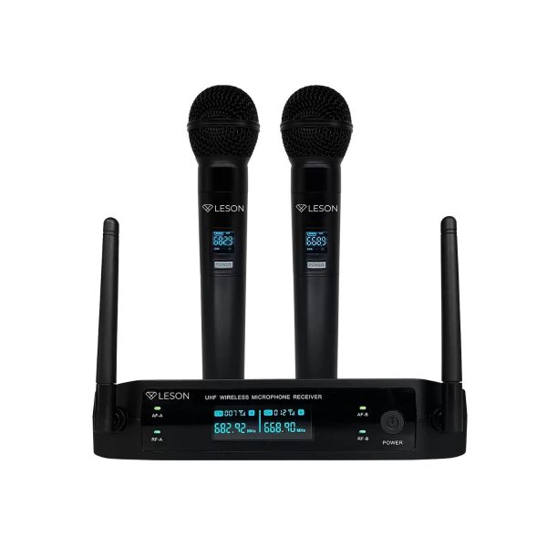 MICROFONE SEM FIO DE MAO DUPLO LS-962 DIGITAL PRETO LESON