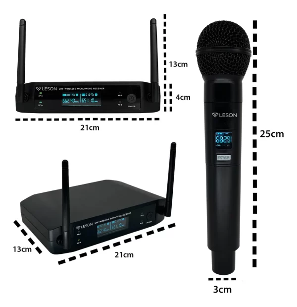 MICROFONE SEM FIO DE MAO DUPLO LS-962 DIGITAL PRETO LESON
