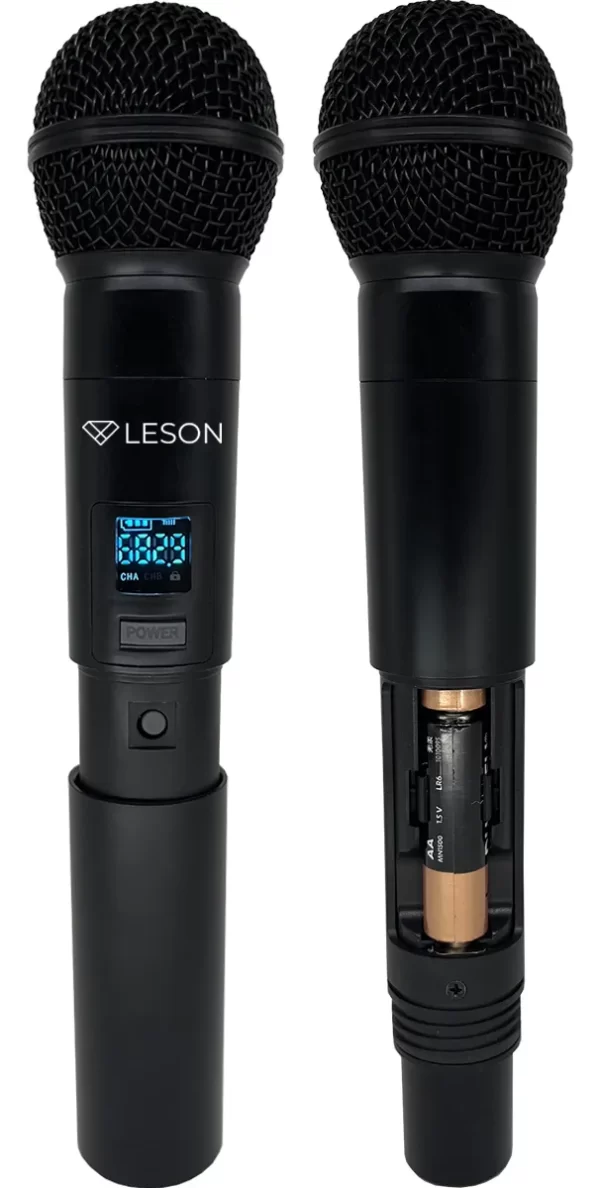 MICROFONE SEM FIO DE MAO DUPLO LS-962 DIGITAL PRETO LESON