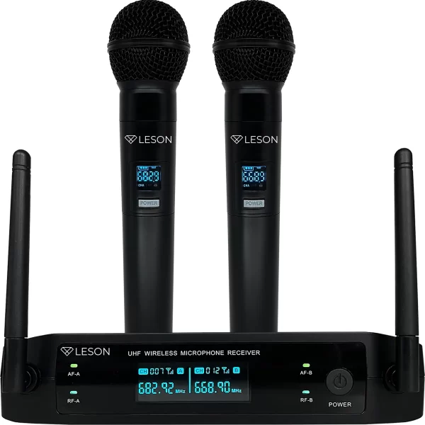 MICROFONE SEM FIO DE MAO DUPLO LS-962 DIGITAL PRETO LESON