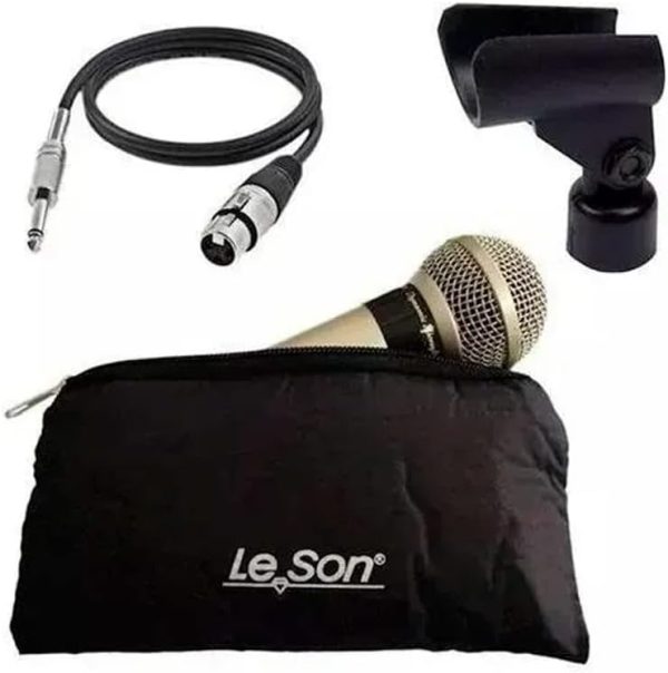 MICROFONE C/FIO SM-58 P4 DINAMICO CHAMPANHE LESON