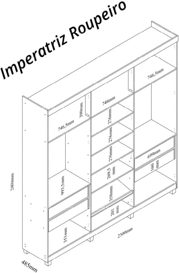 GUARDA ROUPA IMPERATRIZ 6P/6REFLECT RP C/PES C/LED OFF WHT/x