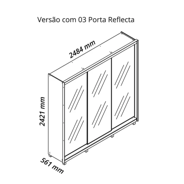 GUARDA ROUPA PLATINUM 3P/3REFLECT RP C/PES C/LED NTL/