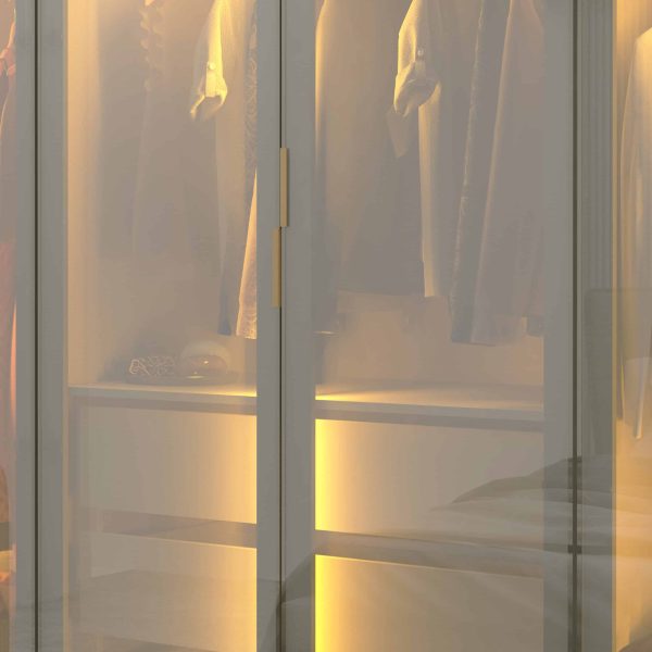 GUARDA ROUPA INNOVA 6P/6REFLECT RP C/PES C/LED OFF WHT/