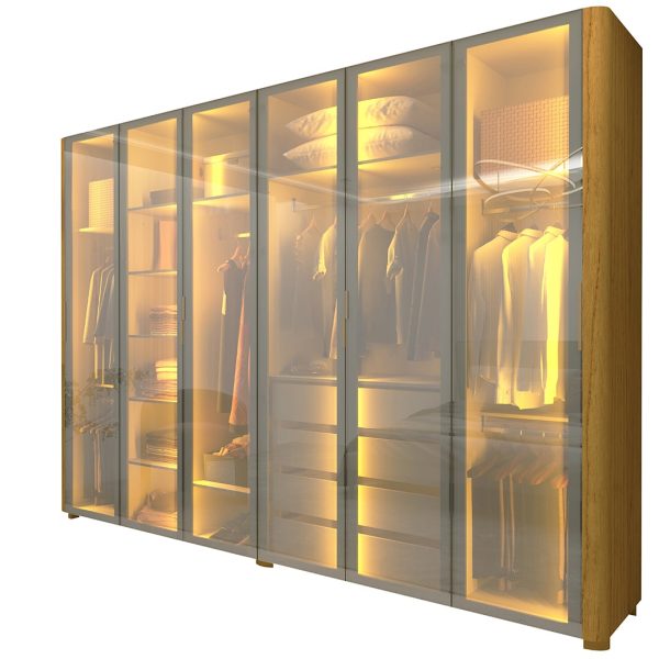 GUARDA ROUPA INNOVA 6P/6REFLECT RP C/PES C/LED OFF WHT/