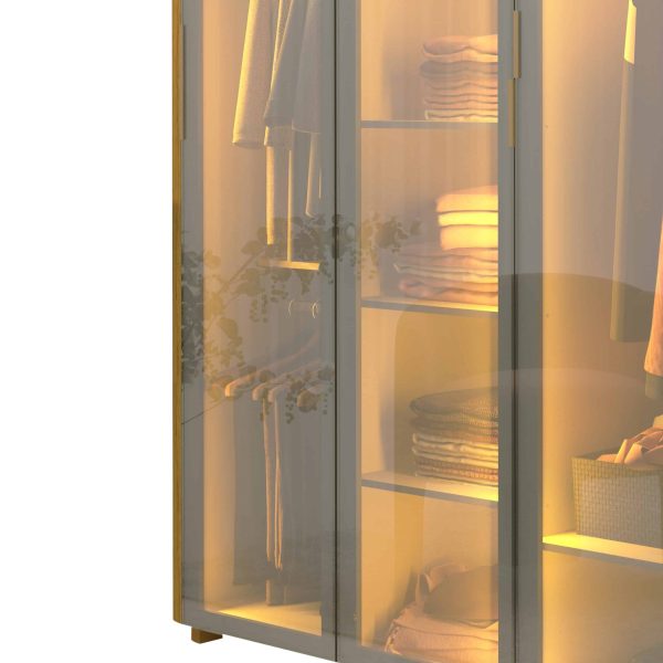 GUARDA ROUPA INNOVA 6P/6REFLECT RP C/PES C/LED OFF WHT/