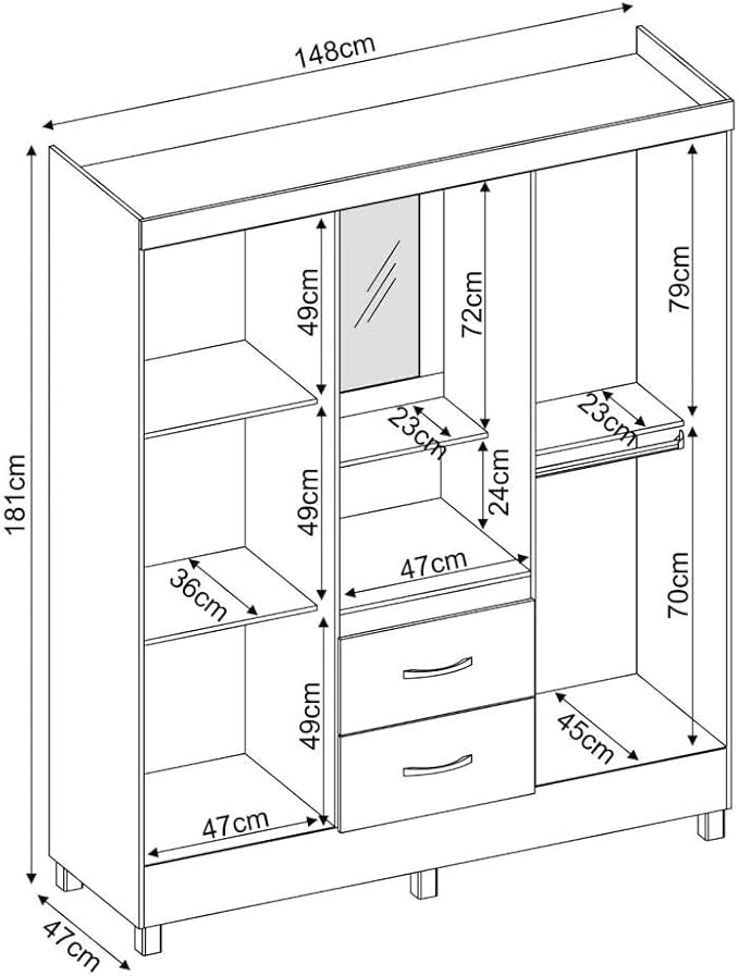 GUARDA ROUPA NT 5015 REF 129 BCO NEW/ROSA