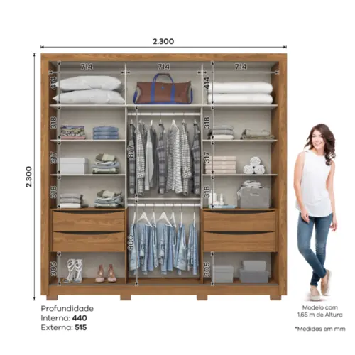 D339-127 Roupeiro Vasti 2Pts Desl Nature/Off White