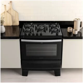 FOGAO GAS 5Q AGILE GLASS PRETO