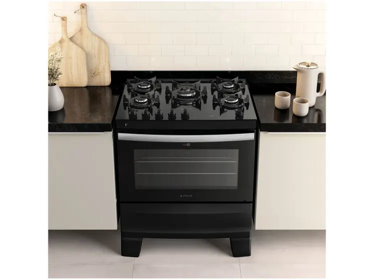 FOGAO GAS 5Q AGILE GLASS PRETO