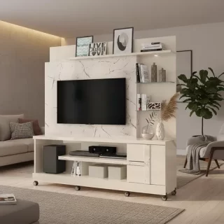 HOME THEATER ALAN CALACATA/OFF WHITE C/ RODIZIOS