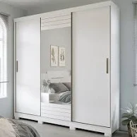 ROUPEIRO BUZIOS 3 PORTAS SLIDE COM KIT 2 ESPELHOS BRANCO