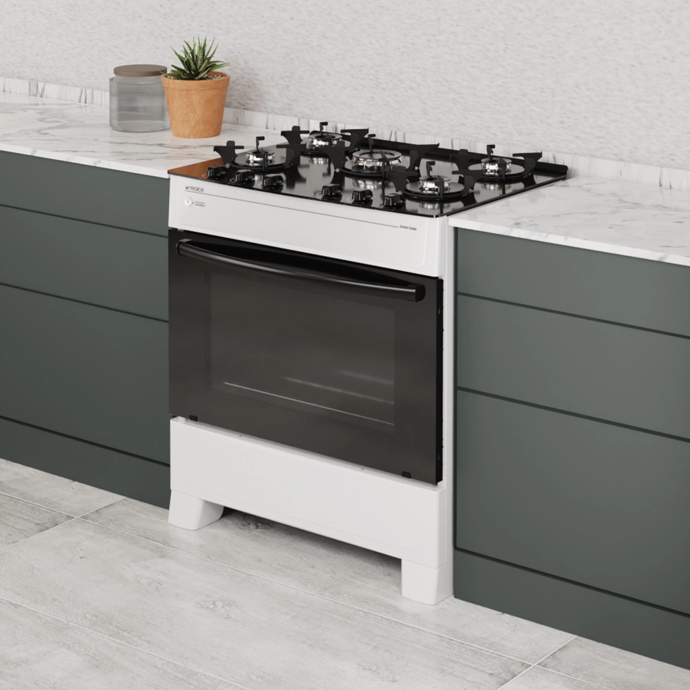 FOGAO A GAS REALCE SMART GLASS 5Q BRANCO