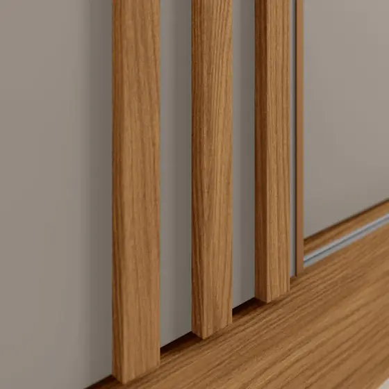 Roupeiro 2 Portas Deslizantes Nature/Off White/Cinza