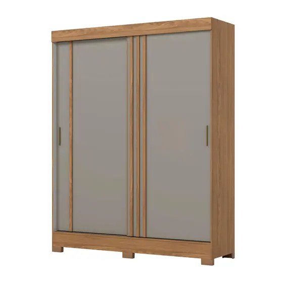 Roupeiro 2 Portas Deslizantes Nature/Off White/Cinza