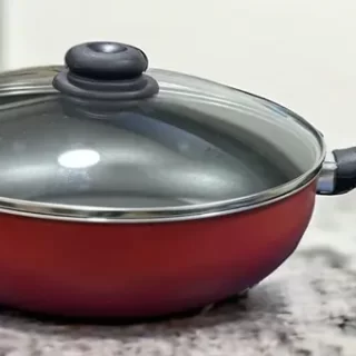 PANELA WOK RAMOS  N. 30 ANTIAD. COBRE C/ ROTOPRINT PRETA E TAMPA DE VIDRO