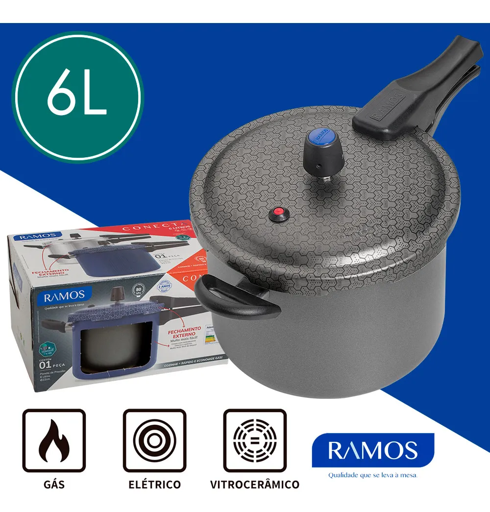 PANELA DE PRESSAO CONECTA RAMOS 6 L ANTIAD. GRAFITE (F.E.)