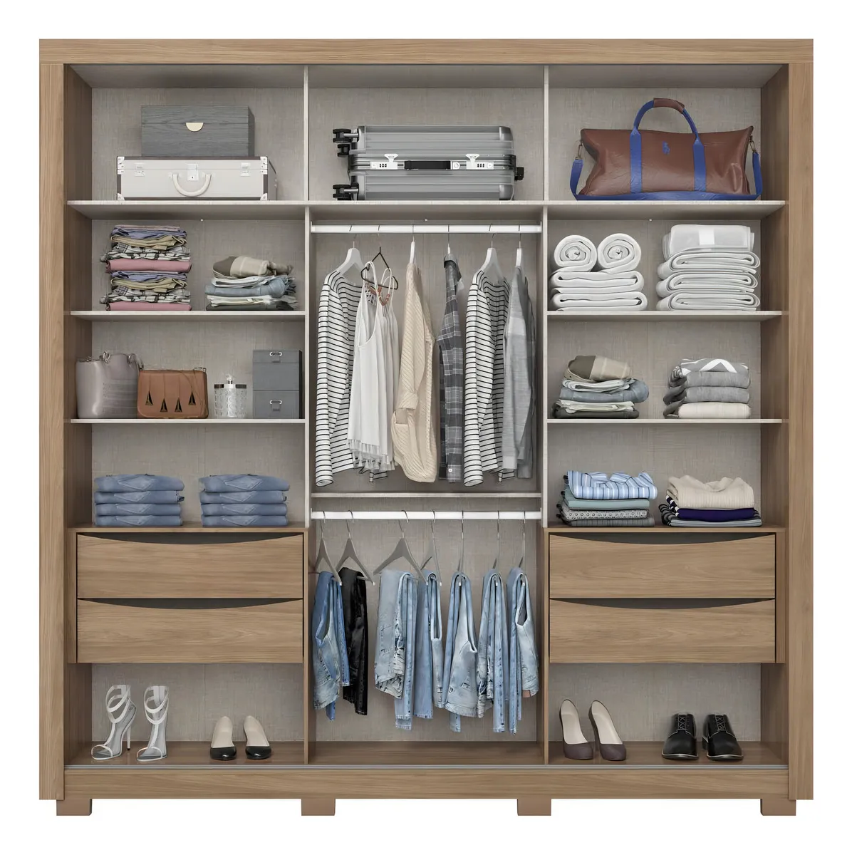 Roupeiro 2Portas Desl Jequi Br/Jequi Br/Preto HP