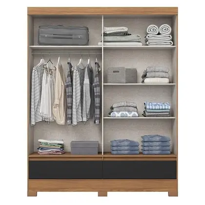 Roupeiro 2Pts Deslizantes Nature/Off White/Preto HP