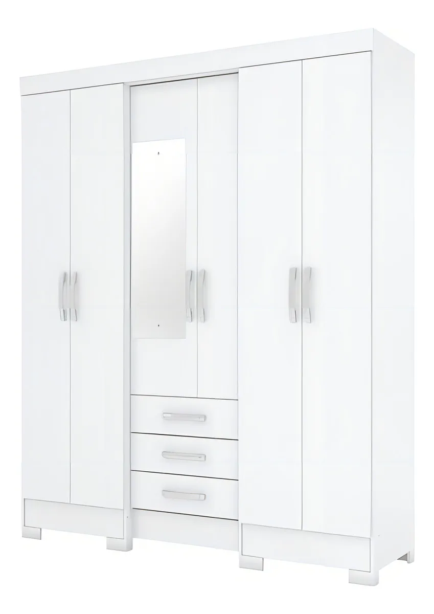 B23-10 Roupeiro 06 Portas 03 Gavetas Branco