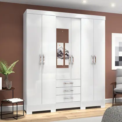 B23-10 Roupeiro 06 Portas 03 Gavetas Branco