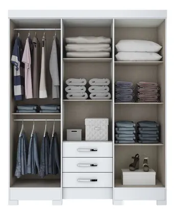 B23-10 Roupeiro 06 Portas 03 Gavetas Branco