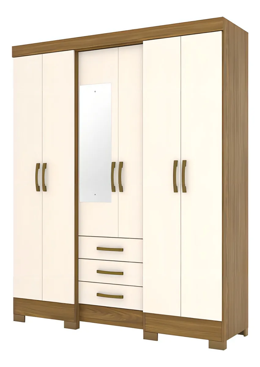 Roupeiro 06 Portas 03 Gavetas Nature/OFF White