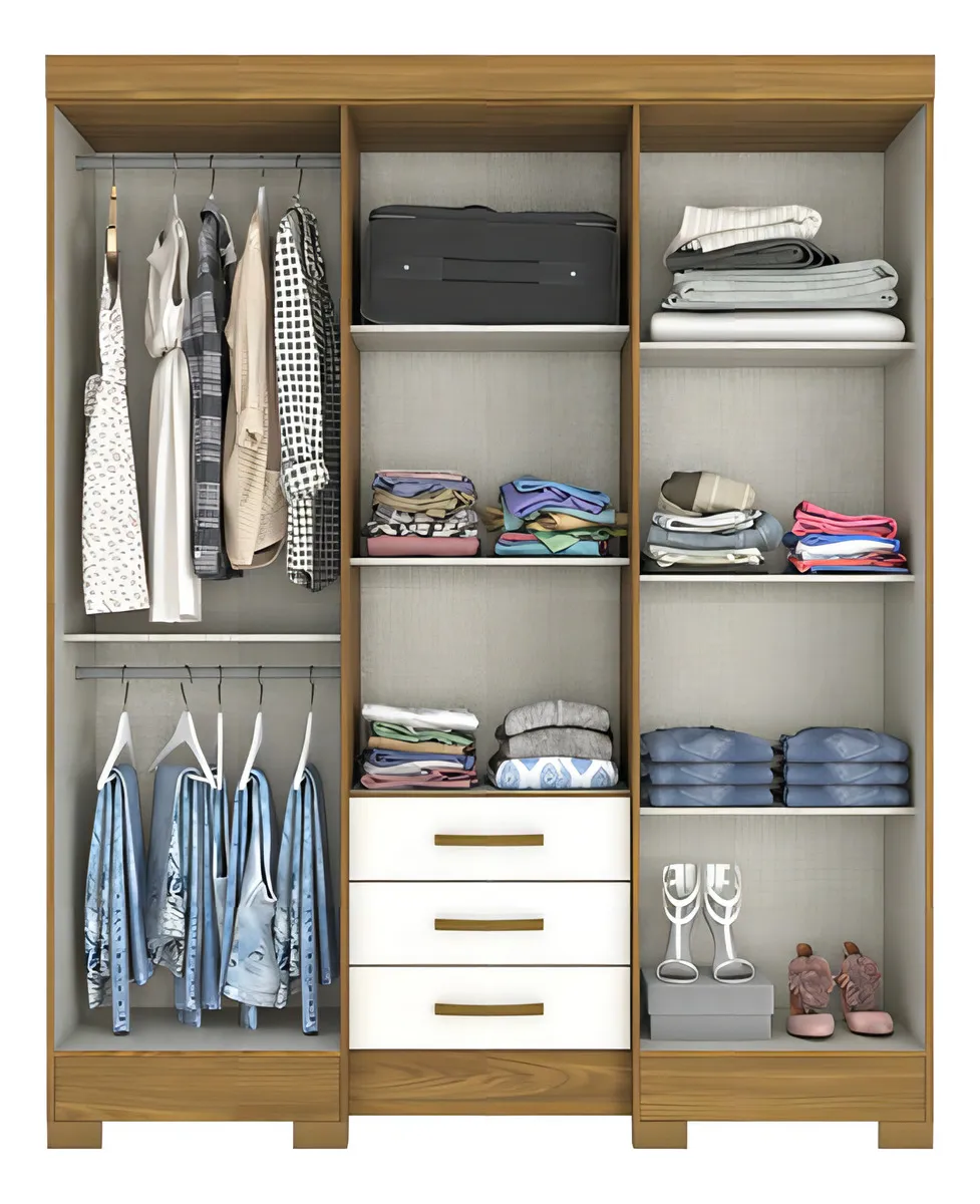 Roupeiro 06 Portas 03 Gavetas Nature/OFF White