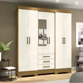 Roupeiro 06 Portas 03 Gavetas Nature/OFF White