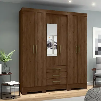 Roupeiro 06 Portas 03 Gavetas Castanho HP