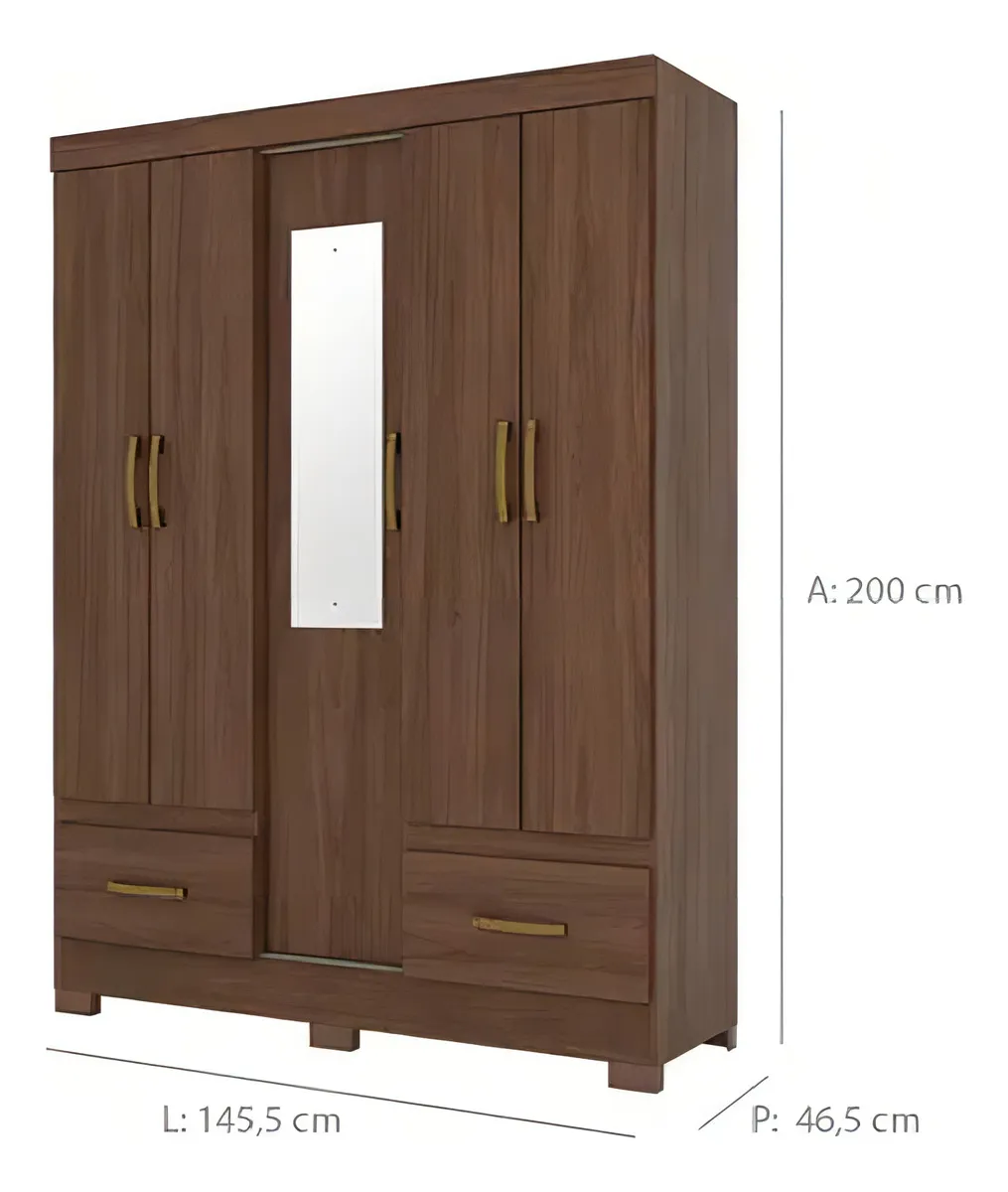 Roupeiro 05 Portas 02 Gavetas Castanho HP