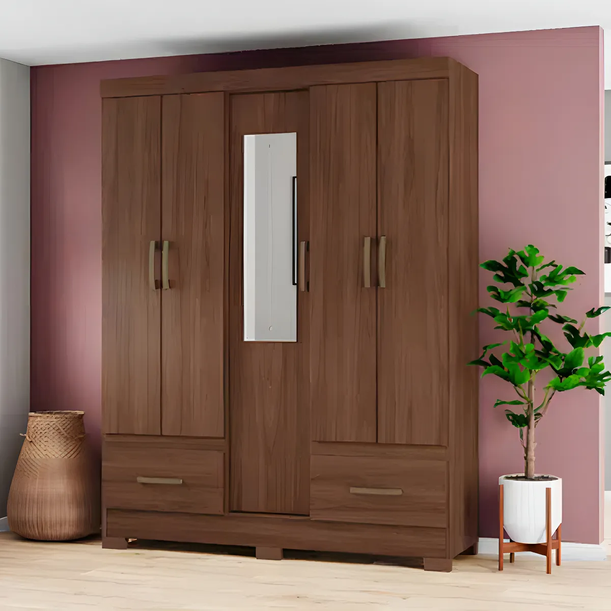 Roupeiro 05 Portas 02 Gavetas Castanho HP