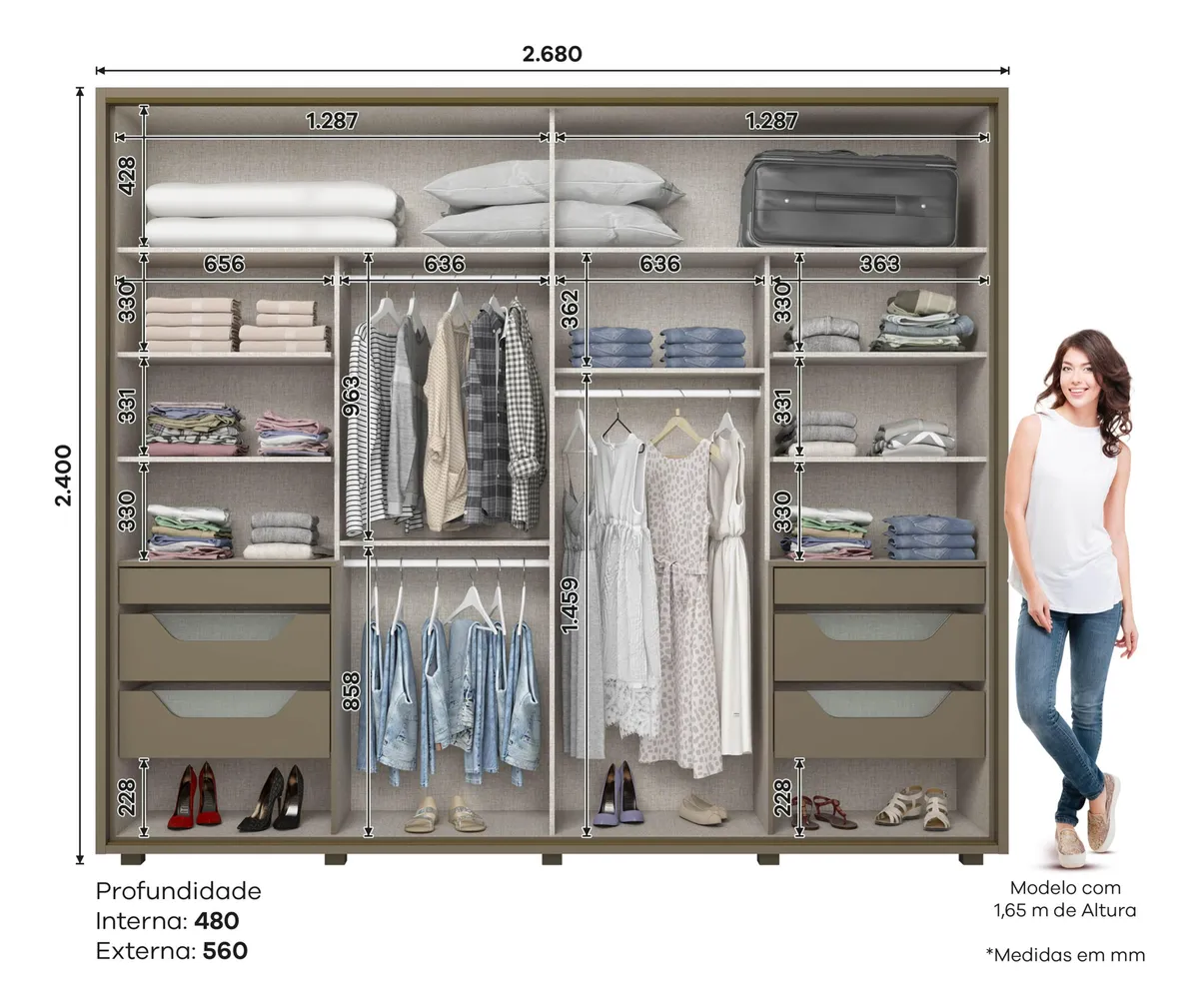 ROUPEIRO CAVIC 02 PORTAS DUNA/OFF WHITE