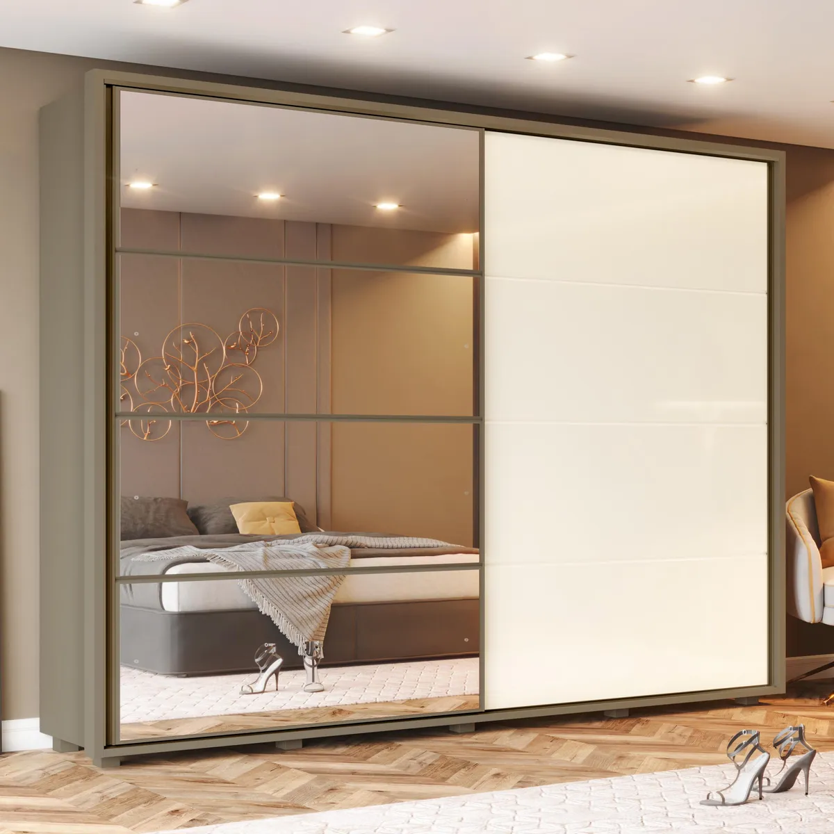 ROUPEIRO CAVIC 02 PORTAS DUNA/OFF WHITE