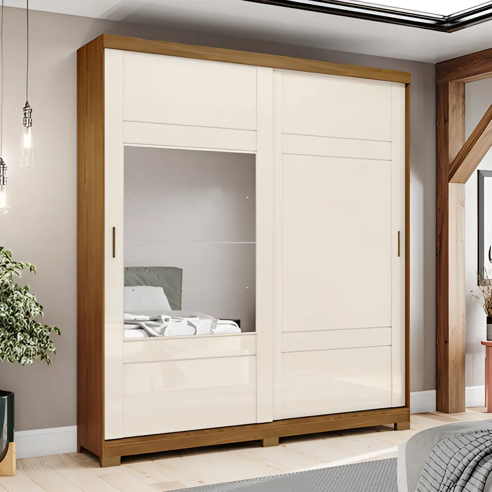 D239-127 Roupeiro Verg 02 Portas Deslizantes Nature/OFF White