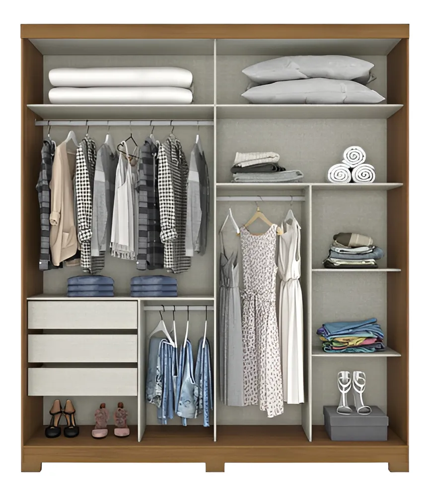 D239-127 Roupeiro Verg 02 Portas Deslizantes Nature/OFF White