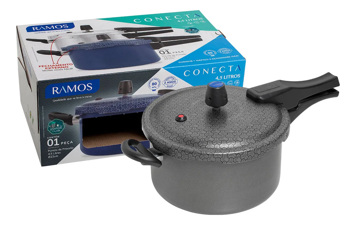 PANELA DE PRESSAO CONECTA RAMOS 4,5 L ANTIAD. GRAFITE (F.E.)