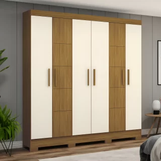 Roupeiro 6 Pts Nature/Off White