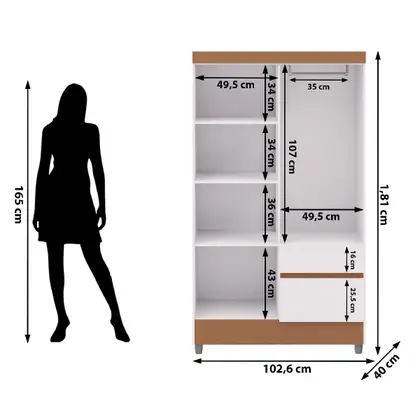 GUARDA ROUPA IDEAL PLUS 4 PTAS 2023 BRANCO/CAMARIM