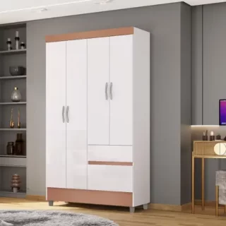GUARDA ROUPA IDEAL PLUS 4 PTAS 2023 BRANCO/CAMARIM