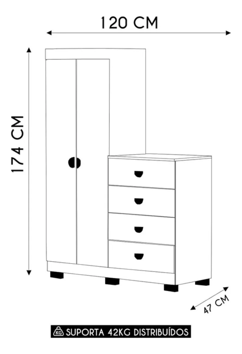 COMODA ROUPEIRO CRISTAL 2025 BRANCO/CAMARIM