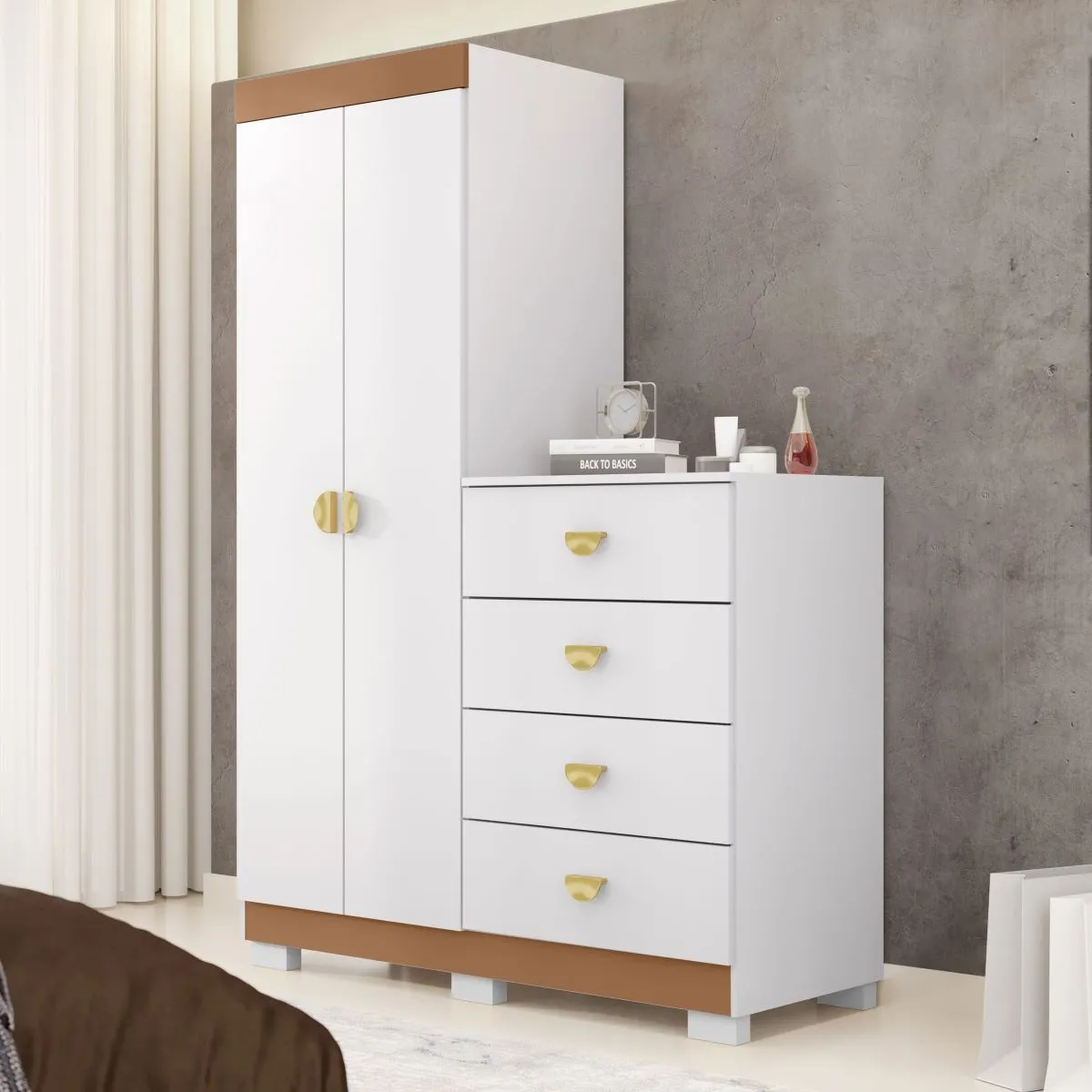 COMODA ROUPEIRO CRISTAL 2025 BRANCO/CAMARIM