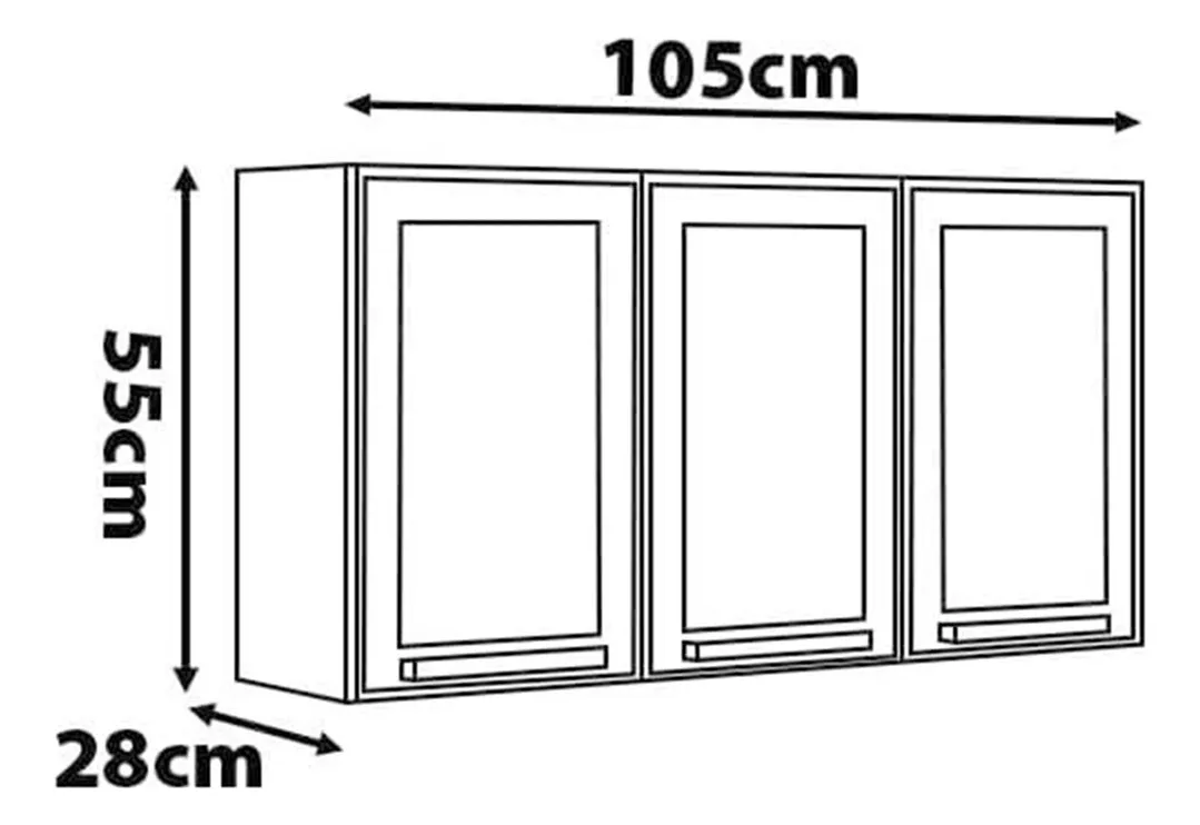 ARMARIO ESMERALDA TRIPLO MEDIO 3P CV PRETO