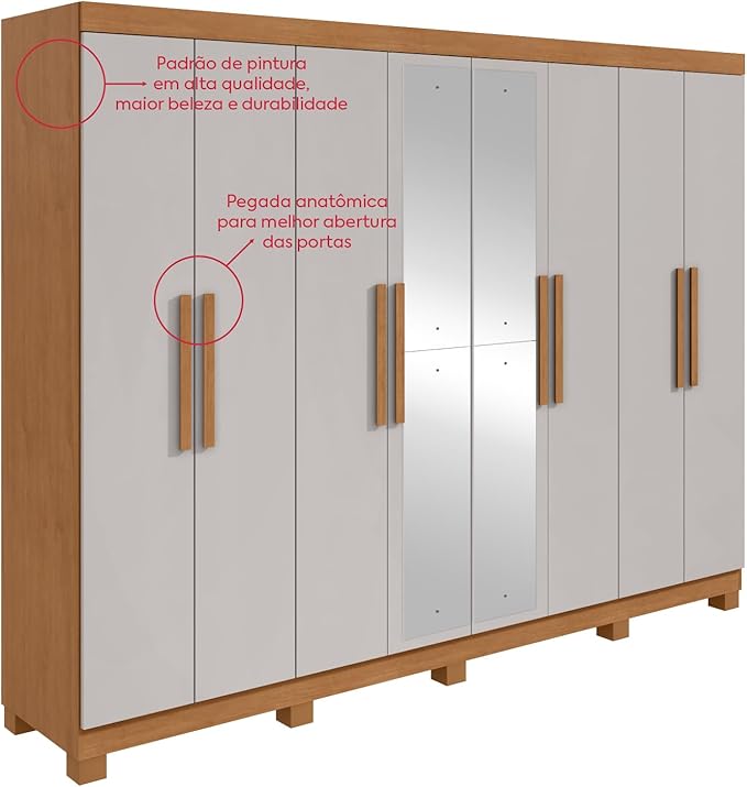 GUARDA ROUPA 08 PTS ANDARA SOFT 2024 – C/ESP E C/PES PVC AMENDOA CLEAN/OFF WHITE