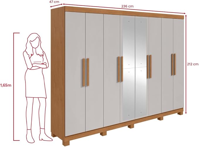 GUARDA ROUPA 08 PTS ANDARA SOFT 2024 – C/ESP E C/PES PVC AMENDOA CLEAN/OFF WHITE