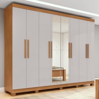 GUARDA ROUPA 08 PTS ANDARA SOFT 2024 – C/ESP E C/PES PVC AMENDOA CLEAN/OFF WHITE